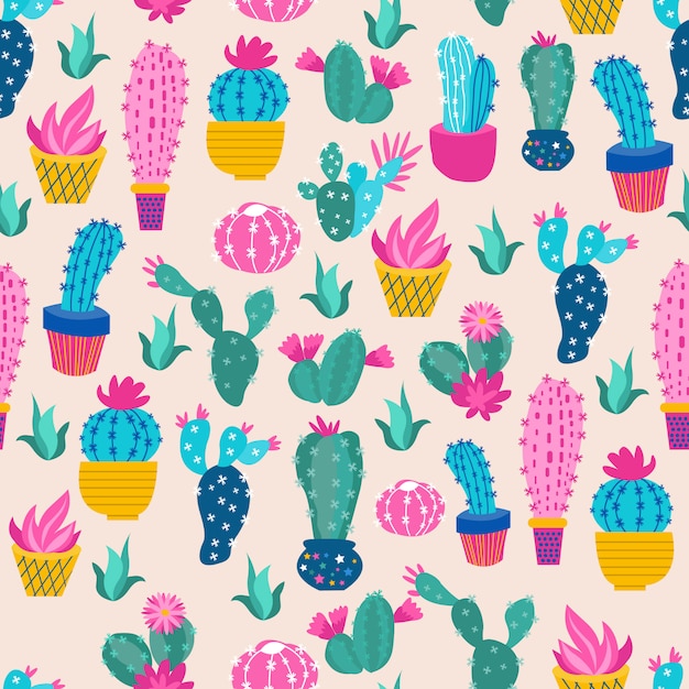Plik wektorowy wydrukuj kaktus kolorowy