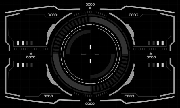 Plik wektorowy wygląd ekranu interfejsu hud scifi biały okrągły geometryczny futurystyczny wyświetlacz technologiczny czarny