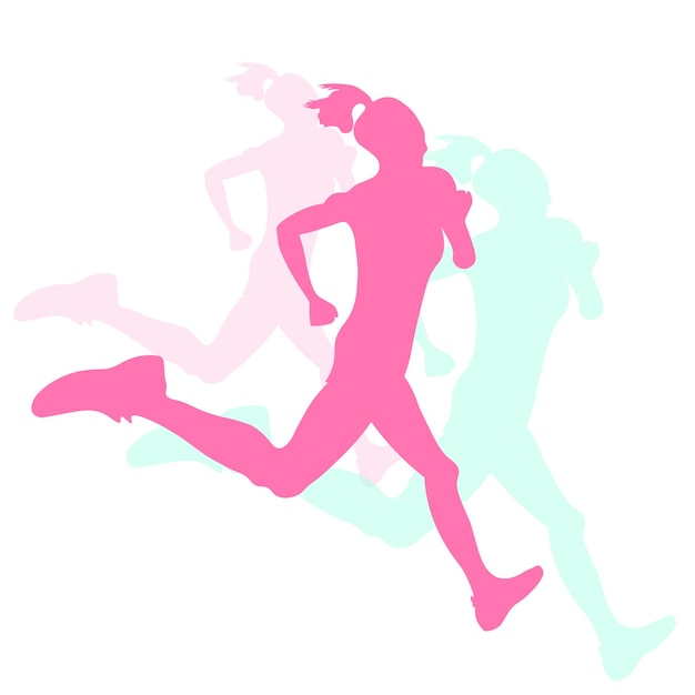 Wyizolowana Ilustracja Wektorowa Fioletowej Sylwetki Kobiecej Dziewczyny Biegającej Kobiety Biegające Dla Sportu