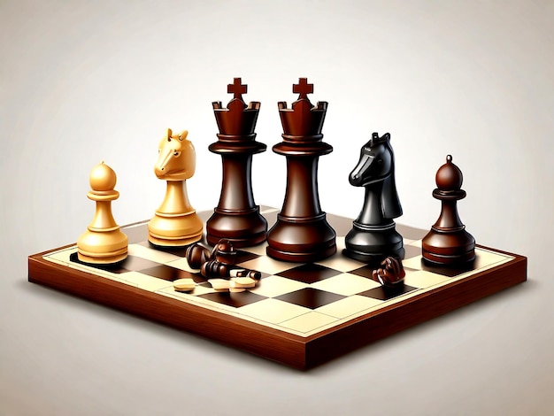 Wyizolowana szachownica i różne figurki szachowskie ilustracja wektora.