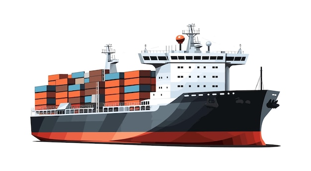 Wyizolowany styl wektorowy statku towarowego na izolowanej ilustracji tła