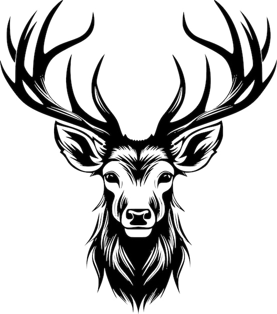 Plik wektorowy wyizolowany wektor głowy jelenia logo polowań wyizolowana ilustracja głowy renifera dzikie zwierzę