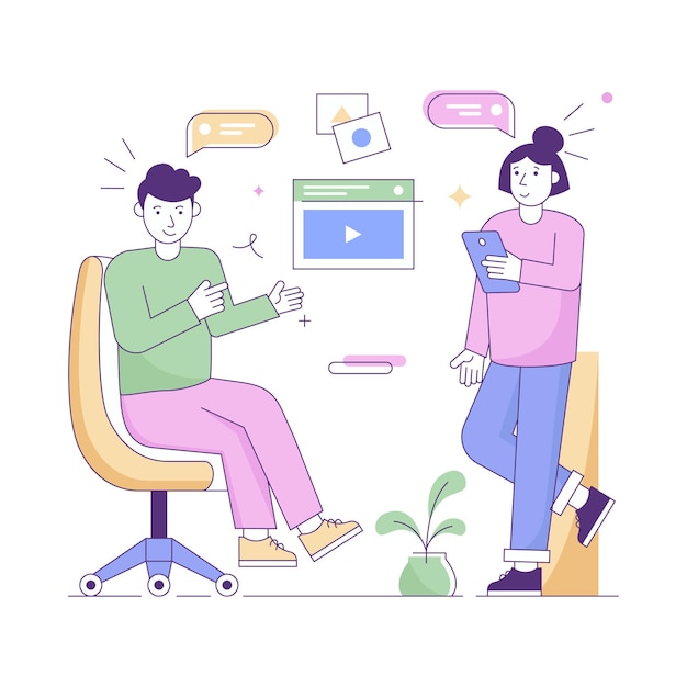 Wykład wideo płaska ilustracja wektorowa do pobrania