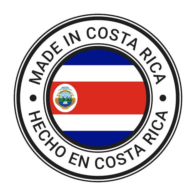 Plik wektorowy wykonana w kostaryce okrągła naklejka znaczkowa z ilustracją wektorową flagi