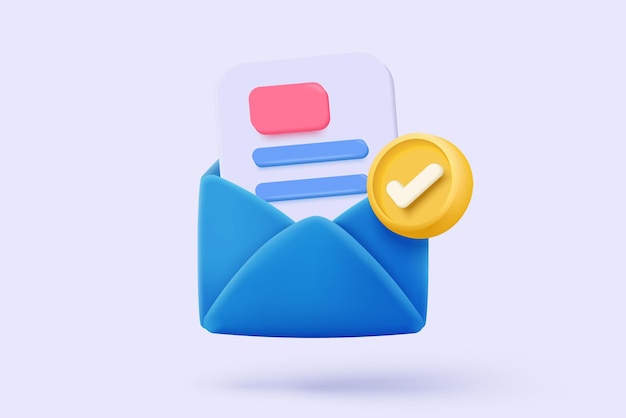 Wykorzystanie kolumny 3D do zarządzania zadaniami, do sprawdzania listy, minimalnego e-maila, listu i papieru do odczytania z oznaczeniem 3D, kontraktu pocztowego z wiadomością, akceptacji, ikony, ilustracji wektorowej.