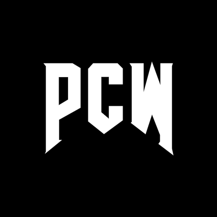 Wektor wykorzystanie logo pcw w kolorze czarno-białym, kombinacja kolorów pcw, logo pcw, wektor pcw, ikona pcw, alfabet pcw, typografia pcw.
