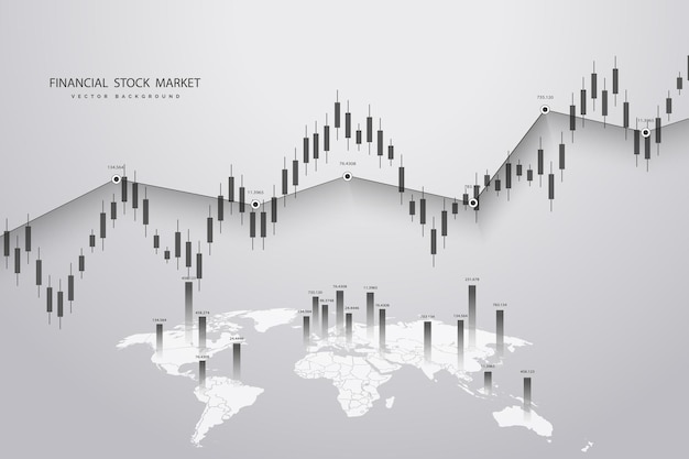 Plik wektorowy wykres giełdowy lub wykres handlu forex dla raportów pojęć biznesowych i finansowych oraz inwestycji na szarym tle ilustracja wektorowa