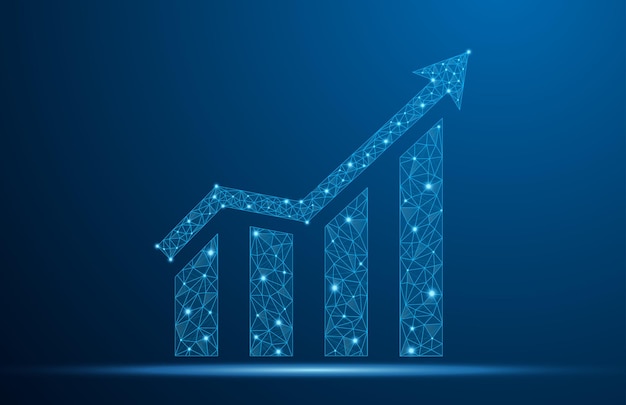 Wykres inwestycji w rozwój finansowy rachunkowość analityka handlu biznesowego sukces gospodarczy z zyskiem i wzrostem handlu Wireframe i koncepcja niskiego wielowektora