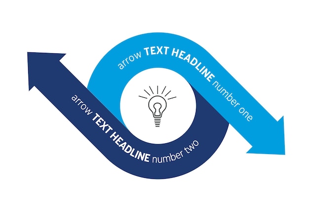 Wykres Schematu Infografiki W Kształcie Strzałki W Płaskim Stylu Okrąg Okrągły Podzielony Na Dwie Strzałki