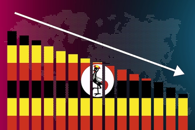 Wykres Słupkowy Ugandy Wykres Zmniejszający Wartości Kryzys I Obniżenie Poziomu Banera Informacyjnego Zawodzą I Maleją