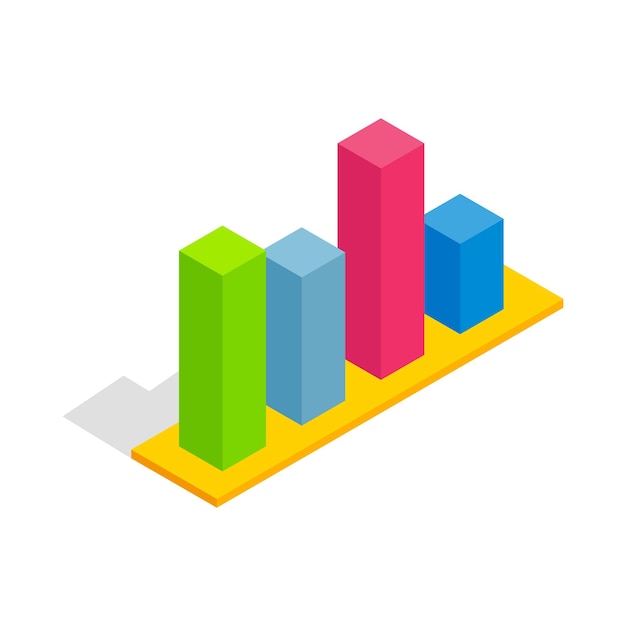 Plik wektorowy wykres w ikonach kolumn w izometrycznym stylu 3d na białym tle oblicz symbol