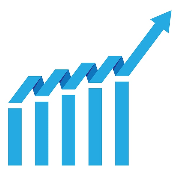 Plik wektorowy wykres z raportem o wzroście diagram prętowy z wzrostem i wzrostem wektora