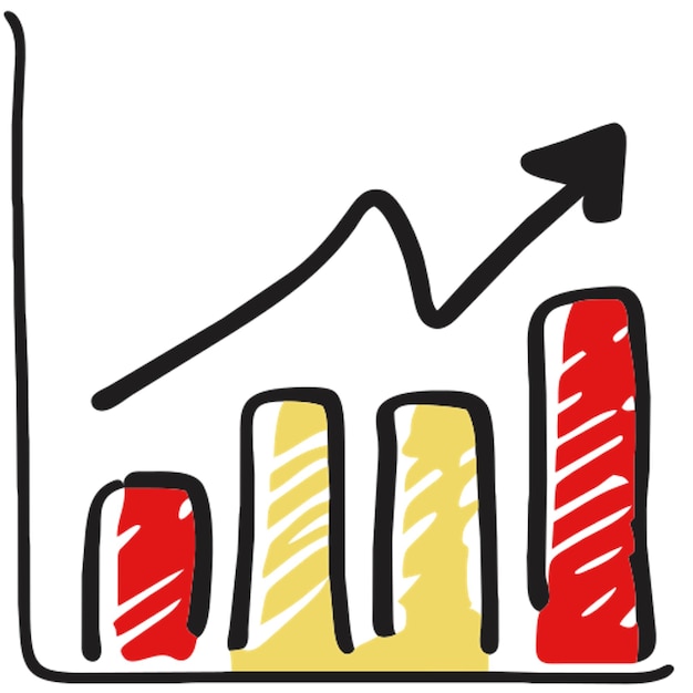 Plik wektorowy wykres zysku narysuj wykres pokazujący gwałtowny trend wzrostowy z czarnym atramentem wskazującym na wzrost