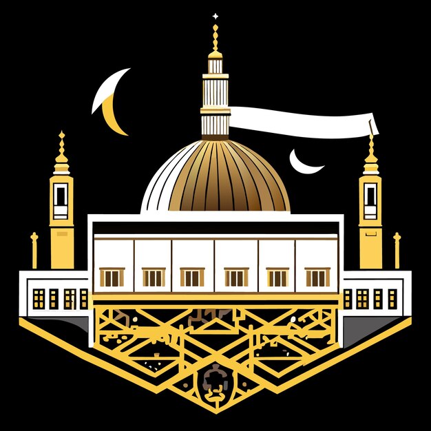 Wykwintna, Ręcznie Rysowana Kaaba W Ilustracji Mekki