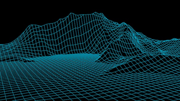 Plik wektorowy wyobrażenie krajobrazu wireframe wireframe linie terenu projekt krajobrazu 3d krajobraz