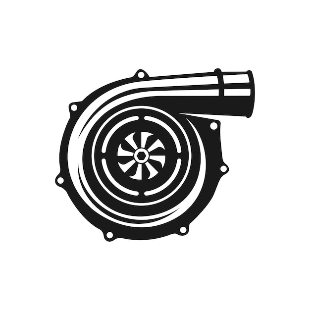 Wyodrębniona monochromatyczna ilustracja turbosprężarki samochodowej na białym tle