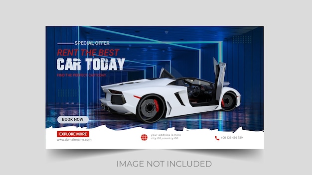 Plik wektorowy wypożyczalnia samochodów luksusowych dziś sprzedaje promocyjny szablon banera internetowego w mediach społecznościowych