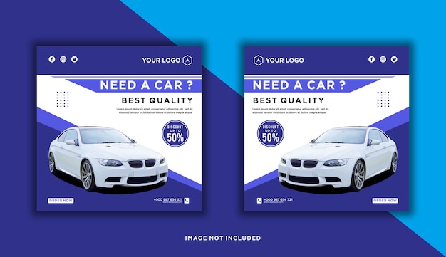 Wypożyczalnia Samochodów Promocja Social Media Instagram Post Banner Szablon Premium Wektor