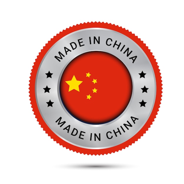 Wyprodukowano W Chinach Logo. Logo Flagi Chin