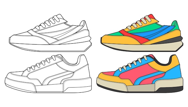 Wyruszył Sneaker Buta Concept Płaska Konstrukcja Ilustracji Wektorowych Trampki W Płaski