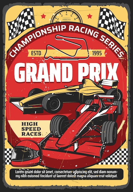 Wyścigi samochodowe retro plakat vintage auto rajd sportowy