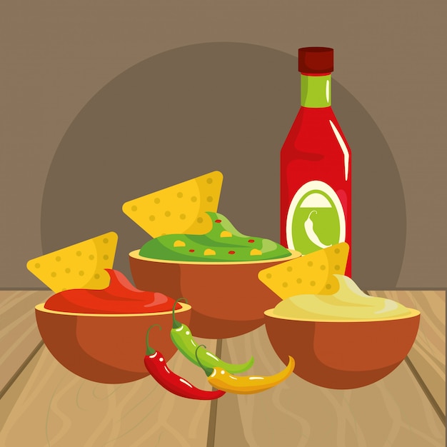 Plik wektorowy wyśmienicie meksykańska karmowa kreskówka na restauracja stole