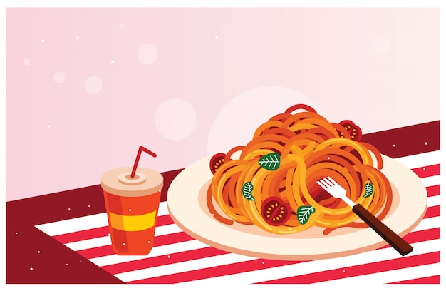 Wyśmienicie Spaghetti Z Napoju Wektoru Ilustracją