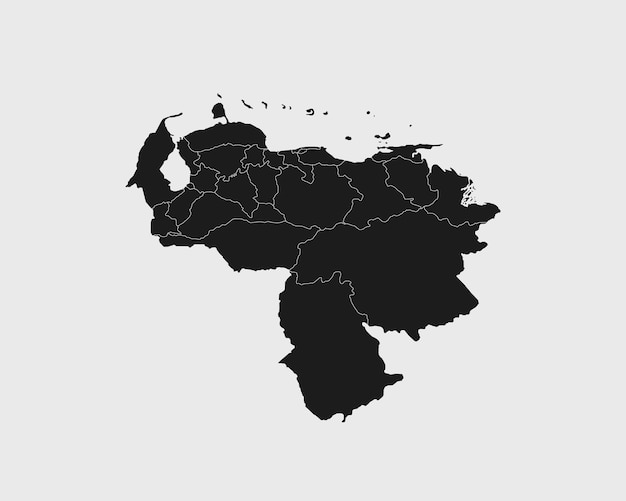 Plik wektorowy wysoka szczegółowa czarna mapa wenezueli na białym tle na białym tle ilustracji wektorowych