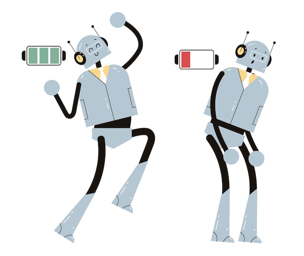 Wysoki I Niski ładunek Robota Robota Postać Koncepcja Płaska Ilustracja Projektu Graficznego