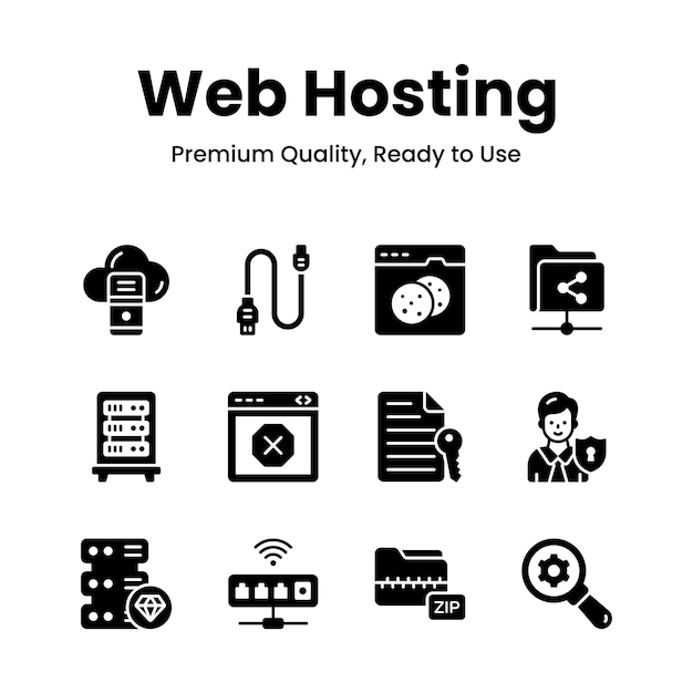 Wysokiej jakości ikony hostingu internetowego gotowe do użycia i pobrania