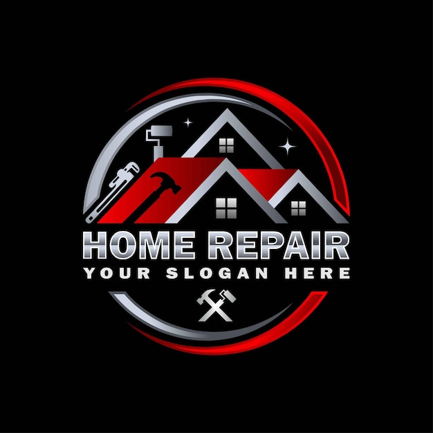 Wysokiej Jakości Kolorowe Dachy Do Naprawy Domu Remodeling Handyman Home Renovation Logo