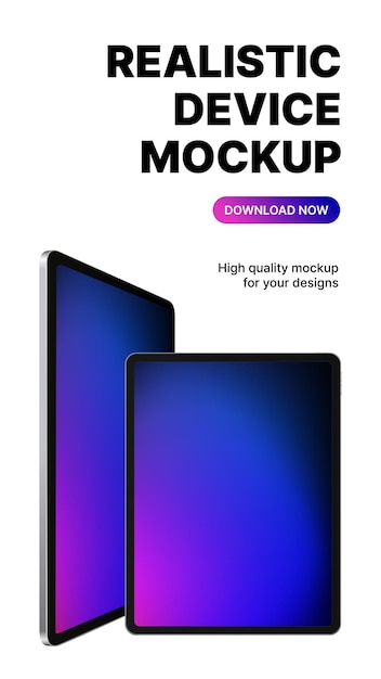 Wysokiej jakości makieta tabletu z ekranem gradientowym do prezentacji reklamowej ilustracji wektorowych projektu promocyjnego