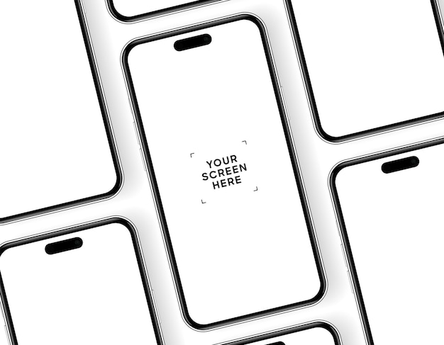 Wysokiej jakości makietka smartfonu 3D z różnymi kątami i izolowanym tłem do pokazywania aplikacji mobilnej