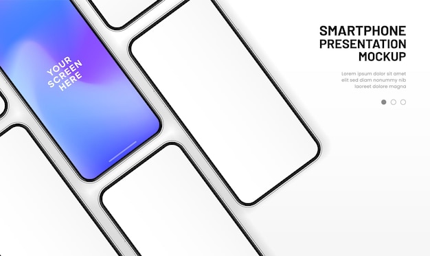 Wysokiej jakości makietka smartfonu 3D z różnymi kątami i izolowanym tłem do pokazywania aplikacji mobilnej