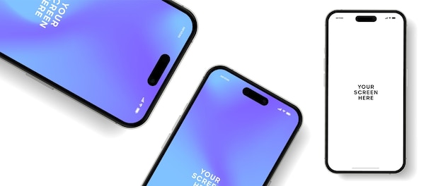Wysokiej jakości makietka smartfonu 3D z różnymi kątami i izolowanym tłem do pokazywania aplikacji mobilnej