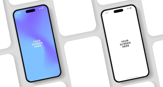 Wysokiej jakości makietka smartfonu 3D z różnymi kątami i izolowanym tłem do pokazywania aplikacji mobilnej