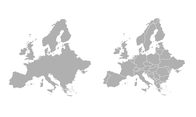 Plik wektorowy wysokiej jakości mapa europy z granicami regionów. ilustracja wektorowa.