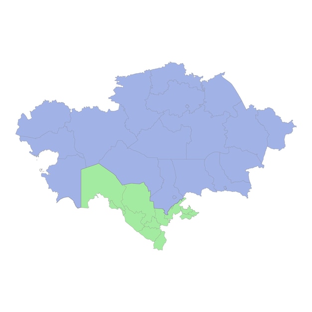 Wysokiej Jakości Mapa Polityczna Kazachstanu I Uzbekistanu Z Zaznaczonymi Granicami Regionów Lub Prowincji
