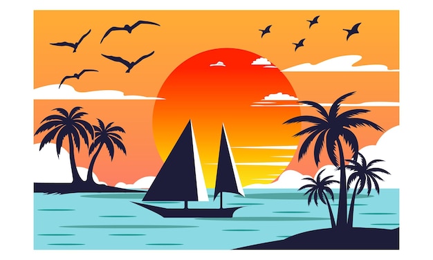 Wyspa naturalny wektor i ilustracje Design.