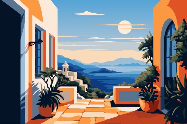 Wyspa Santorini Grecja Europa Ilustracja Wektorowa