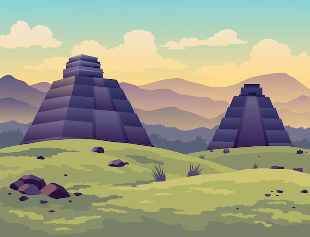 Wyspa Wielkanocna. Podróżuj po starożytnych piramidach Majów lub posągach moai. Słynny baner lokalizacji krajobrazu podróży. Turystyka i wakacje tropikalny tło
