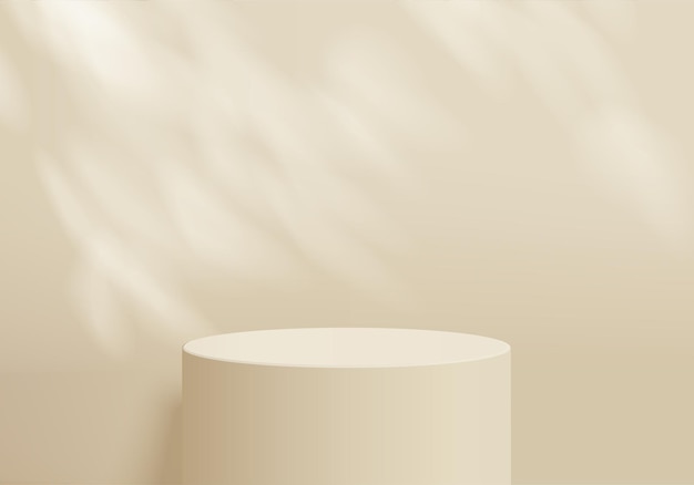 Wyświetlacz 3D produktów tła scena podium z platformą geometryczną tło wektorowe renderowanie 3D z podium stojące do pokazywania produktów kosmetycznych wystawa wystawa na piedestale wyświetlanie beżowe studio
