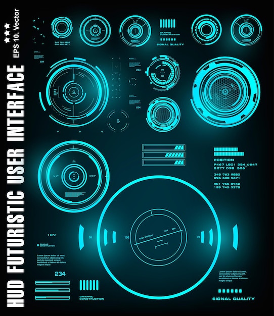 Wyświetlacz Deski Rozdzielczej Ekran Technologii Wirtualnej Rzeczywistości Hud Futurystyczny Niebieski Cel Interfejsu Użytkownika