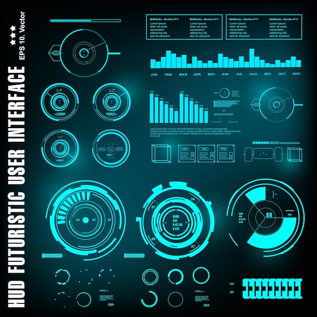 Wyświetlacz Deski Rozdzielczej Ekran Technologii Wirtualnej Rzeczywistości Hud Futurystyczny Niebieski Interfejs Użytkownika