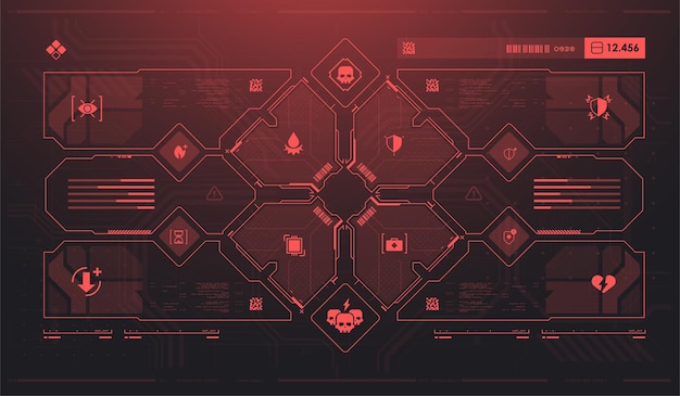 Wyświetlacz gry UI abstrakcyjna technologia cyfrowa UI UX futurystyczny HUD FUI Wirtualny interfejs