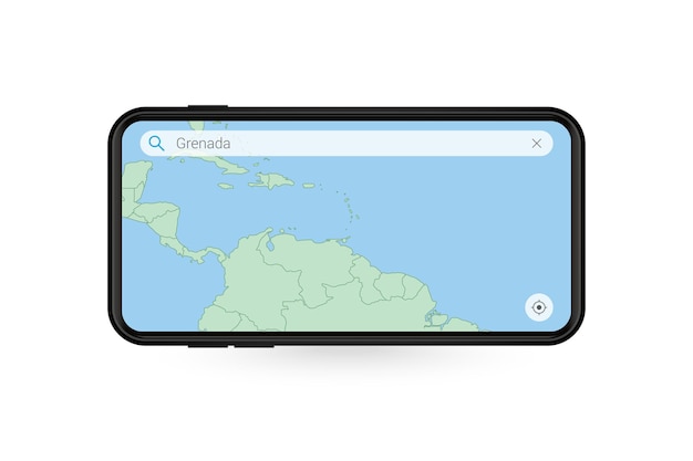 Wyszukiwanie Mapy Grenady W Aplikacji Mapy Na Smartfona. Mapa Grenady W Telefonie Komórkowym.