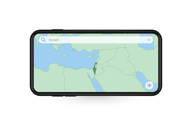 Wyszukiwanie Mapy Izraela W Aplikacji Mapy Na Smartfony. Mapa Izraela W Telefonie Komórkowym.