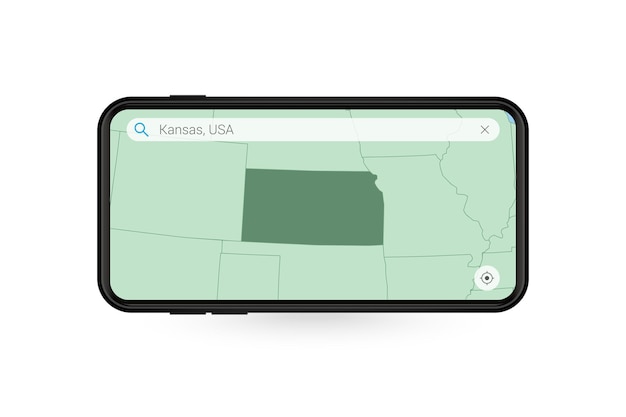 Wyszukiwanie Mapy Kansas W Aplikacji Do Map Na Smartfony Mapa Kansas W Telefonie Komórkowym