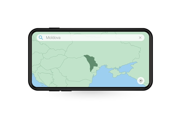 Wyszukiwanie Mapy Mołdawii W Aplikacji Mapy Na Smartfony. Mapa Mołdawii W Telefonie Komórkowym.