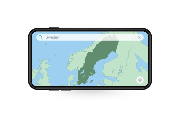 Wyszukiwanie Mapy Szwecji W Aplikacji Mapy Na Smartfony. Mapa Szwecji.